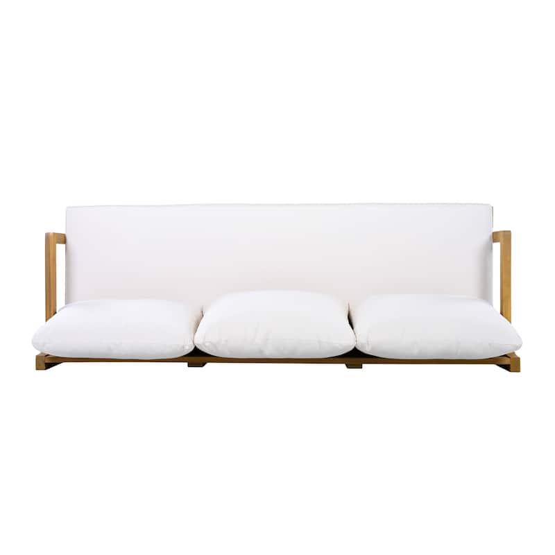 Christopher Knight Home - Modern Outdoor Acacia Wood 3-Seater Patio Sofa with Removable Water-Resistant Cushions