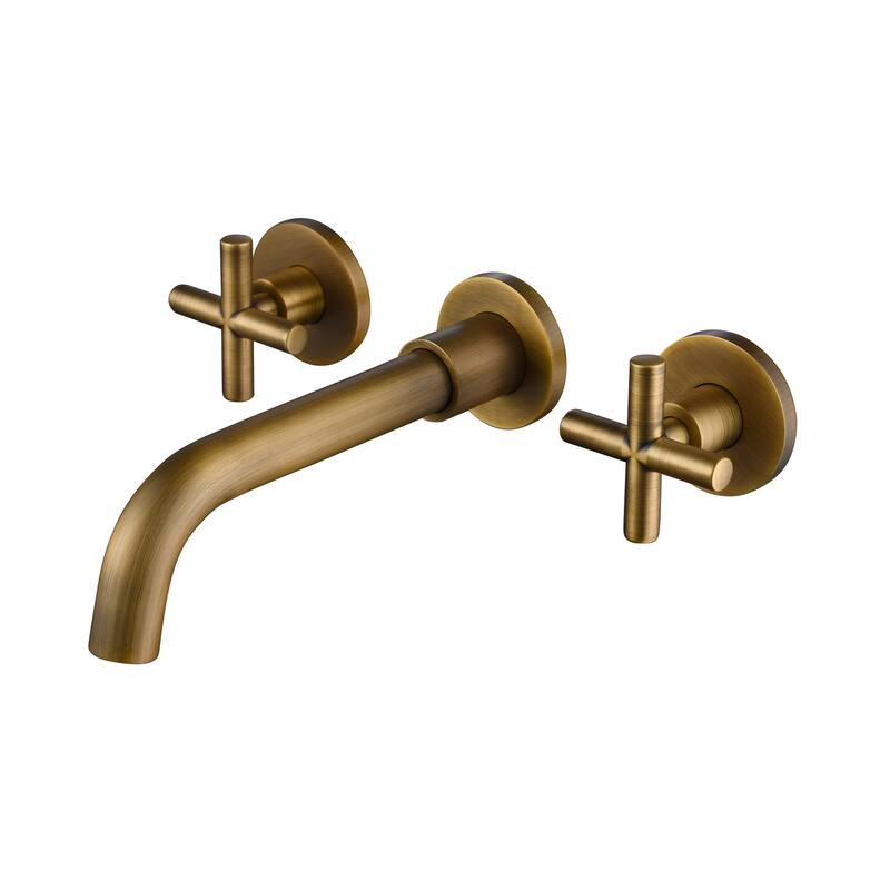 Wall Mounted Bathroom Sink Faucet with Cross Design Handle, Prevents Rust, Corrosion, Anti Fingerprint