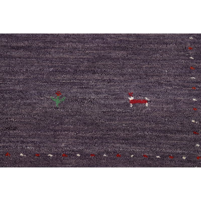 Purple Gabbeh Indian Rug Handmade Wool Carpet - 4'1" x 5'10"