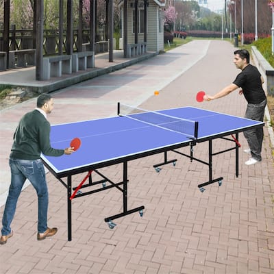 8ft Mid-Size Table Tennis Table Foldable,Portable Ping Pong Table Set