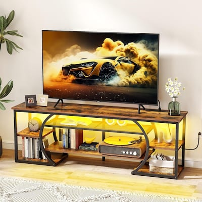 Moasis 63" LED TV Stand Media Console with Wide Open Shelves for up to 70 Inch TVs
