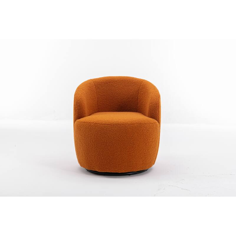Wool Swivel Barrel Chair with 360° Rotation & Metal Base