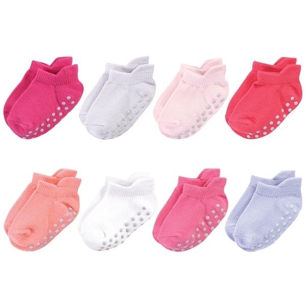 slide 1 of 1, Touched by Nature Toddler Girl Organic Cotton Socks with Non-Skid Gripper for Fall Resistance, Solid Pink Coral 4-6X - Solid Pink Coral