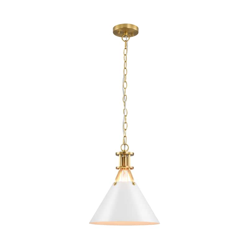 1-Light Modern Industrial Brushed Gold Cone Adjustable Pendant Light for Kitchen Island