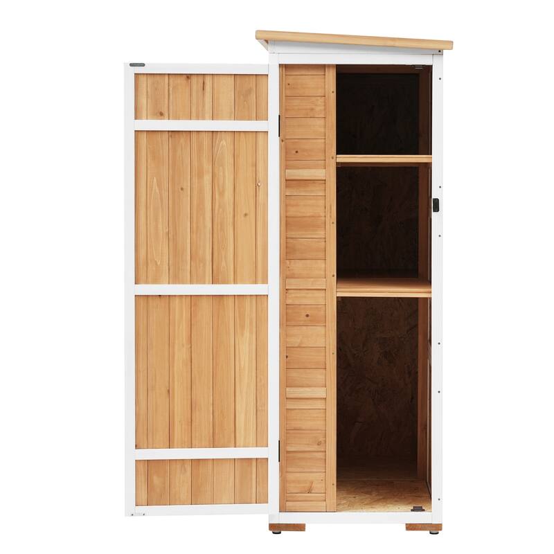 Roomfitters 5.5ft Outdoor Wood Storage Shed with Waterproof Roof and Multiple Shelves