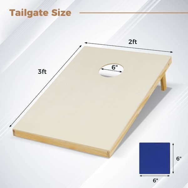 Costway 1/2 PCS 3'x2' Portable Corn Hole Game Board Includes 8 Bean - Natural - 1 PCS