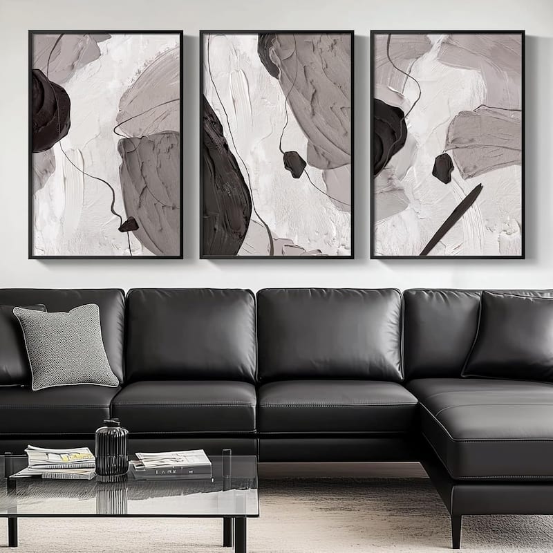Black and White Gray Modern Abstract Wall Art - 24 x 36