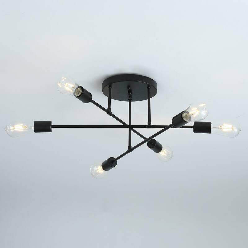 Modern Concise 6-Light Sputnik Design Semi Flush Mount Lamp