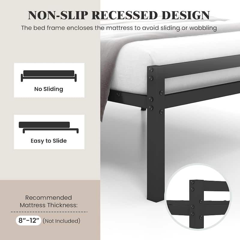 Twin/Full/Queen Size Platform Bed Bed Frame w/ Headboard