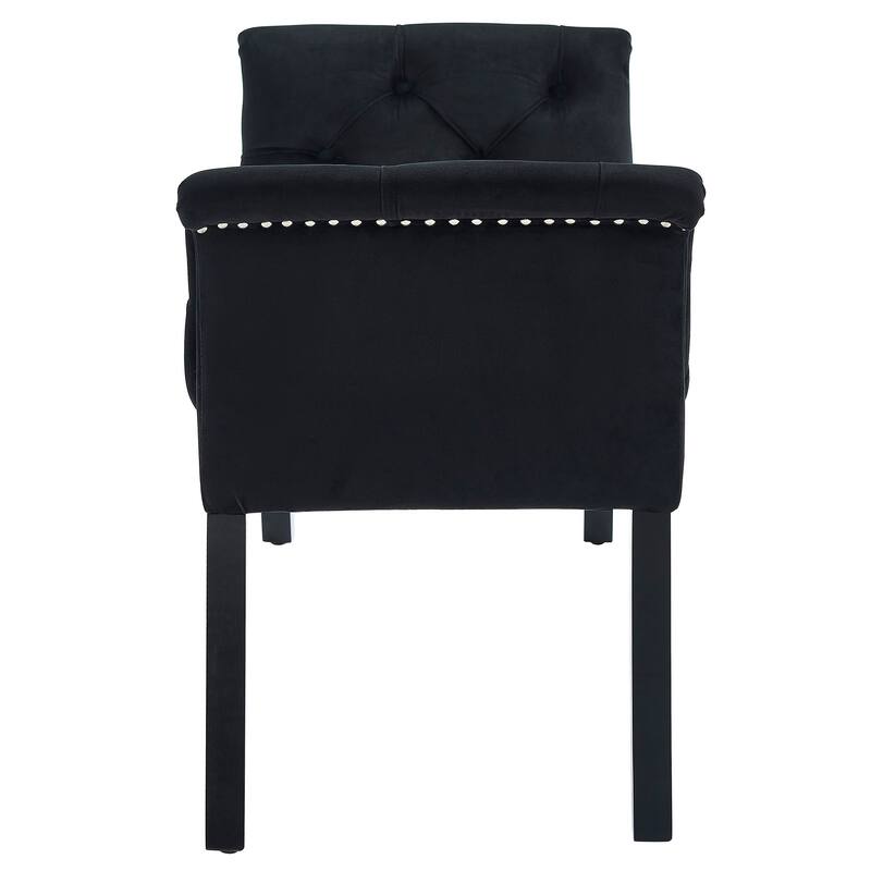 Velci-Velvet Tufted Bench with Stud Detail