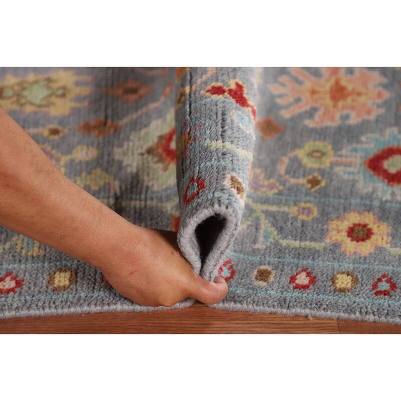 All-Over Floral Oushak Indian Runner Rug Handmade Wool Carpet - 2'7"x 9'11"
