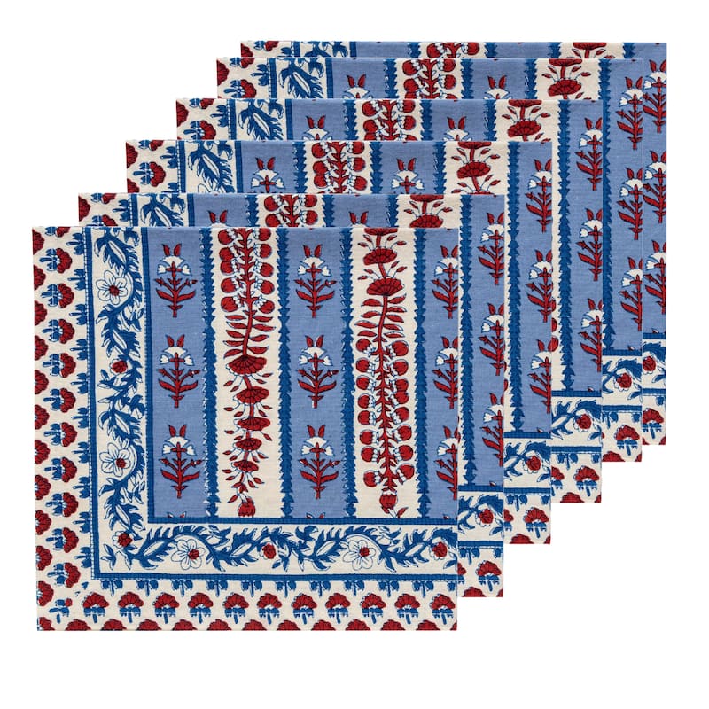 Couleur Nature Provence Avignon Napkins - Set of 6 - Red/Blue