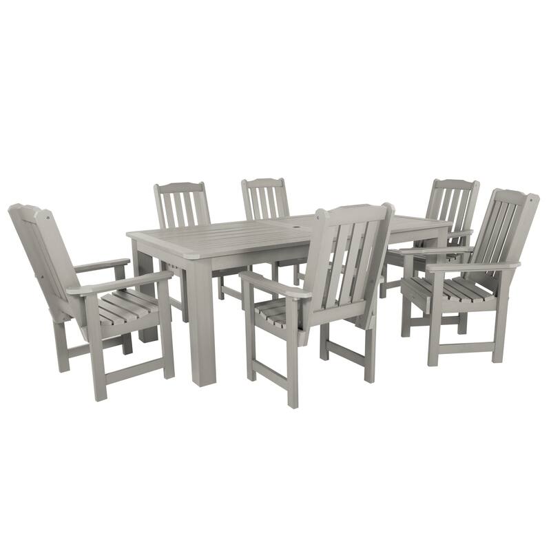 Lehigh 7-piece Outdoor Dining Set - 42" x 84" Table, Dining Height - Harbor Gray