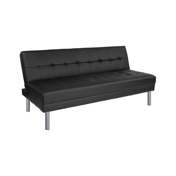 Shop Offex Metropolitan 67" Black Leather Convertible ...