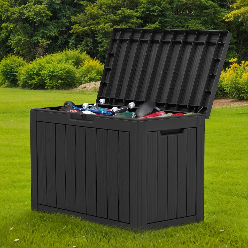 Moasis 45 Gallon Waterproof Resin Outdoor Storage Box, Lockable Deck Organizer for Patio Poolside Garden
