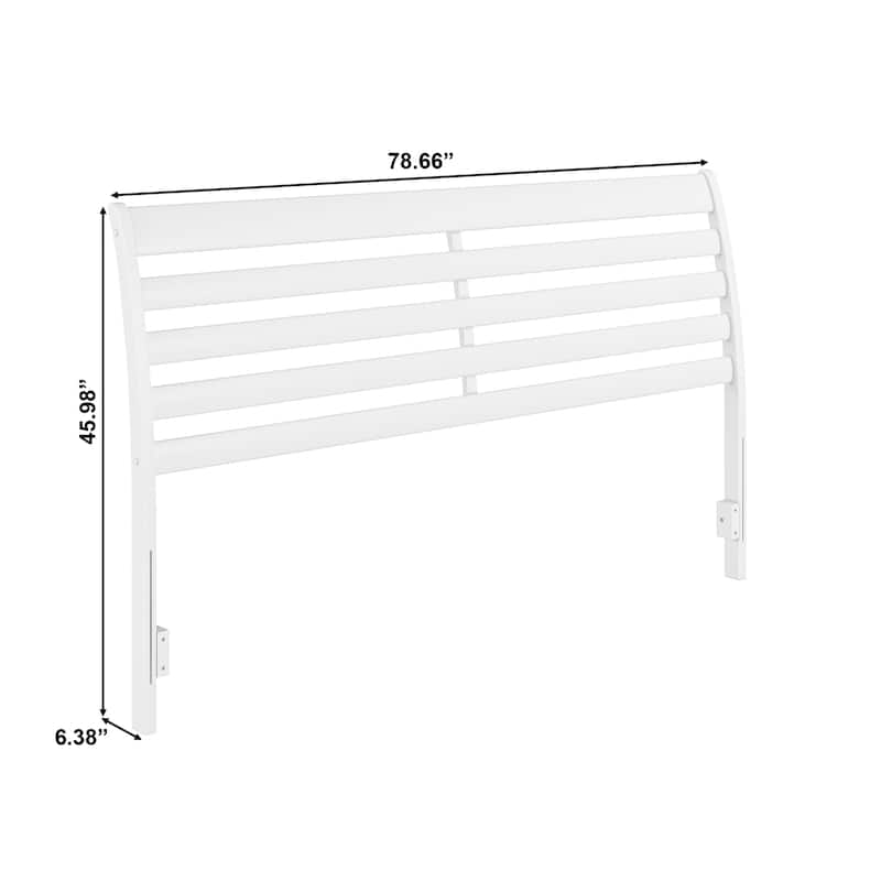 King Size Solid Wood Headboard with Traditional Design and Smooth Panels, White Finish for Master Bedrooms