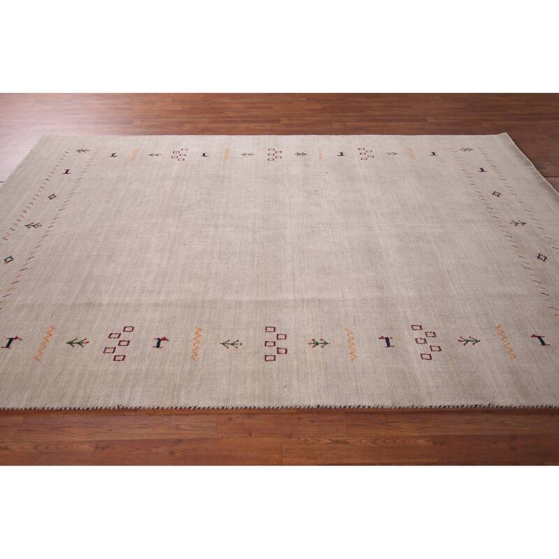 Little Animals Design Gabbeh Indian Area Rug Hand-Knotted Wool Carpet - 6'7"x 9'7"