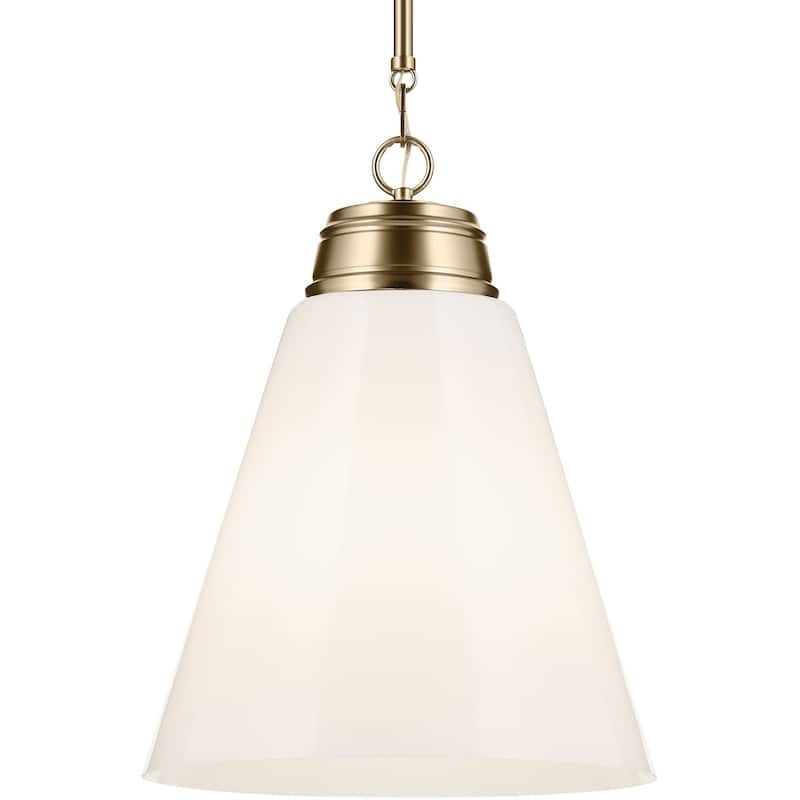Kichler 52662 Marsailli 16" Wide Pendant with Glossy White Opal Glass - Champagne Bronze
