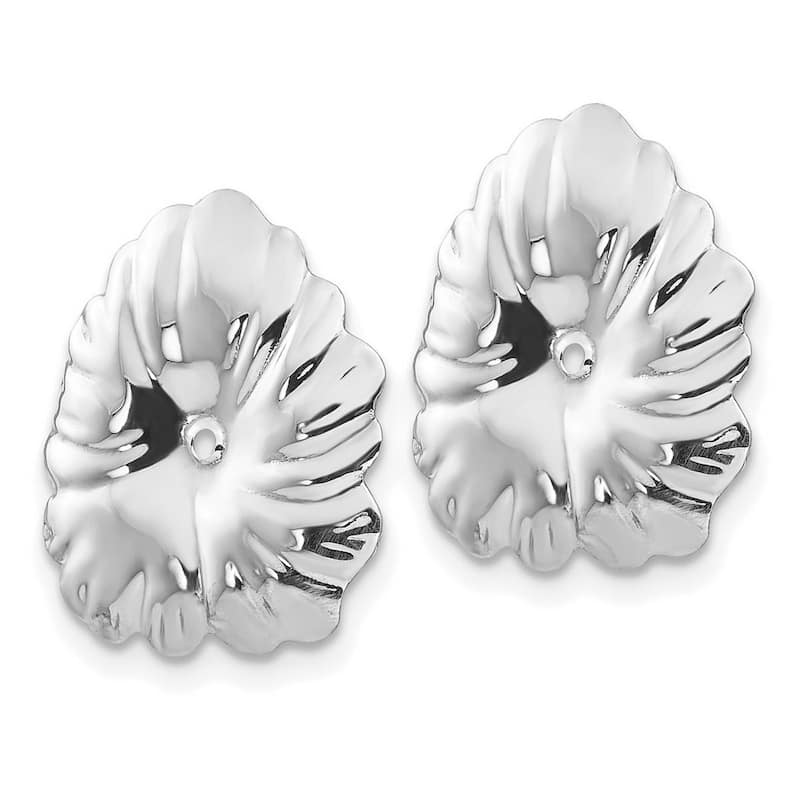 Curata 14k White Gold Polished Floral Earrings Jackets - 15x14mm