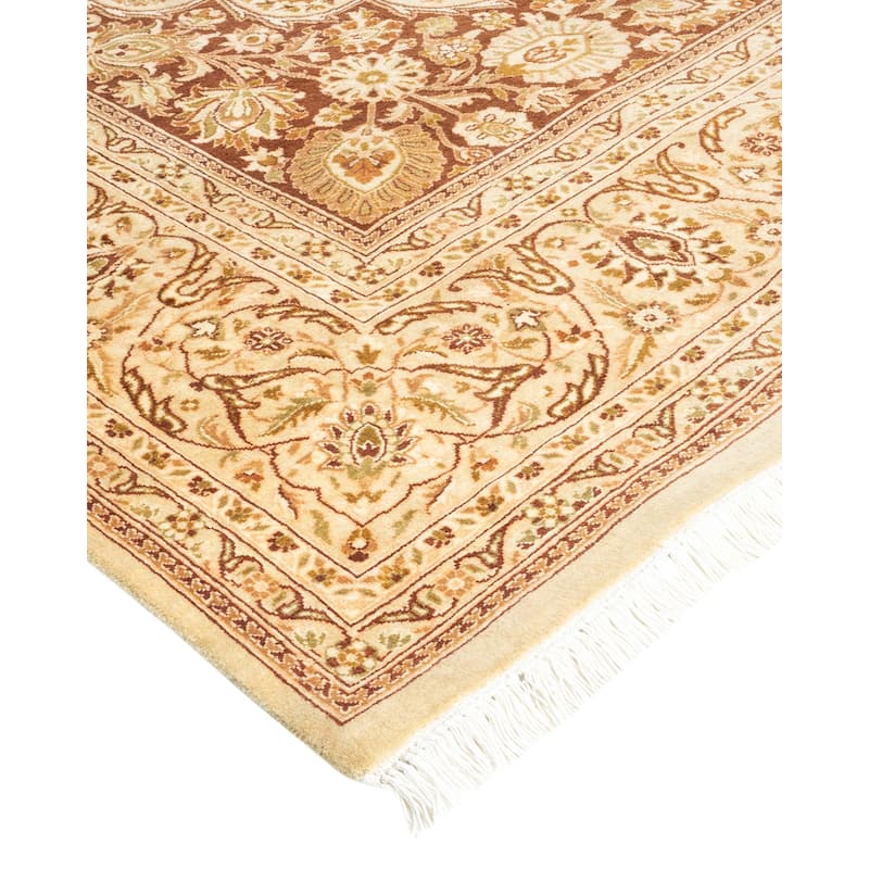 Overton Handknotted Wool Traditional Oriental Ivory Area Rug - 6' x 9'