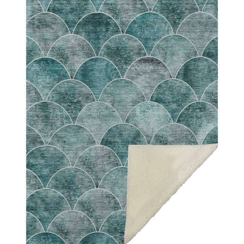 Premium Machine Washable Modern Arches Sherpa Throw Blanket