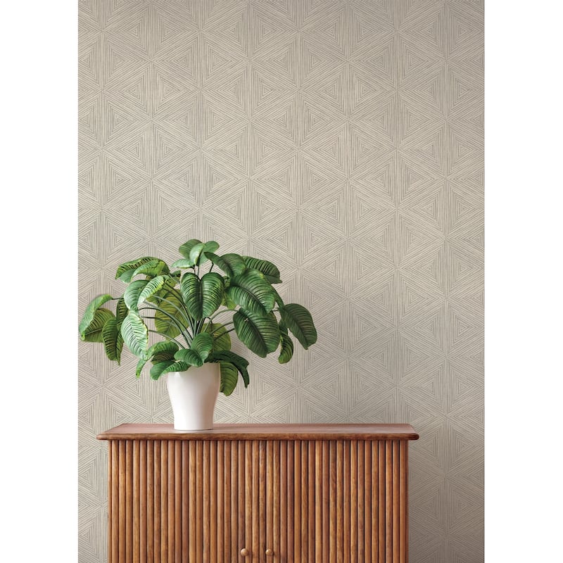 A-Street Prints Anara Grey Geo Faux Grasscloth Wallpaper