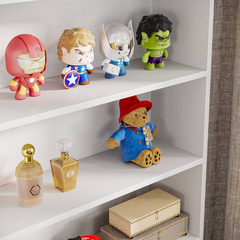 Tall Bookcase Black Bookshelf, 70.8 Inches Large Bookcases Organizer