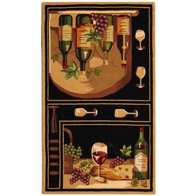 SAFAVIEH Handmade Chelsea Ardie French Country Wool Rug - 1'8" x 2'6" - Black/Multi