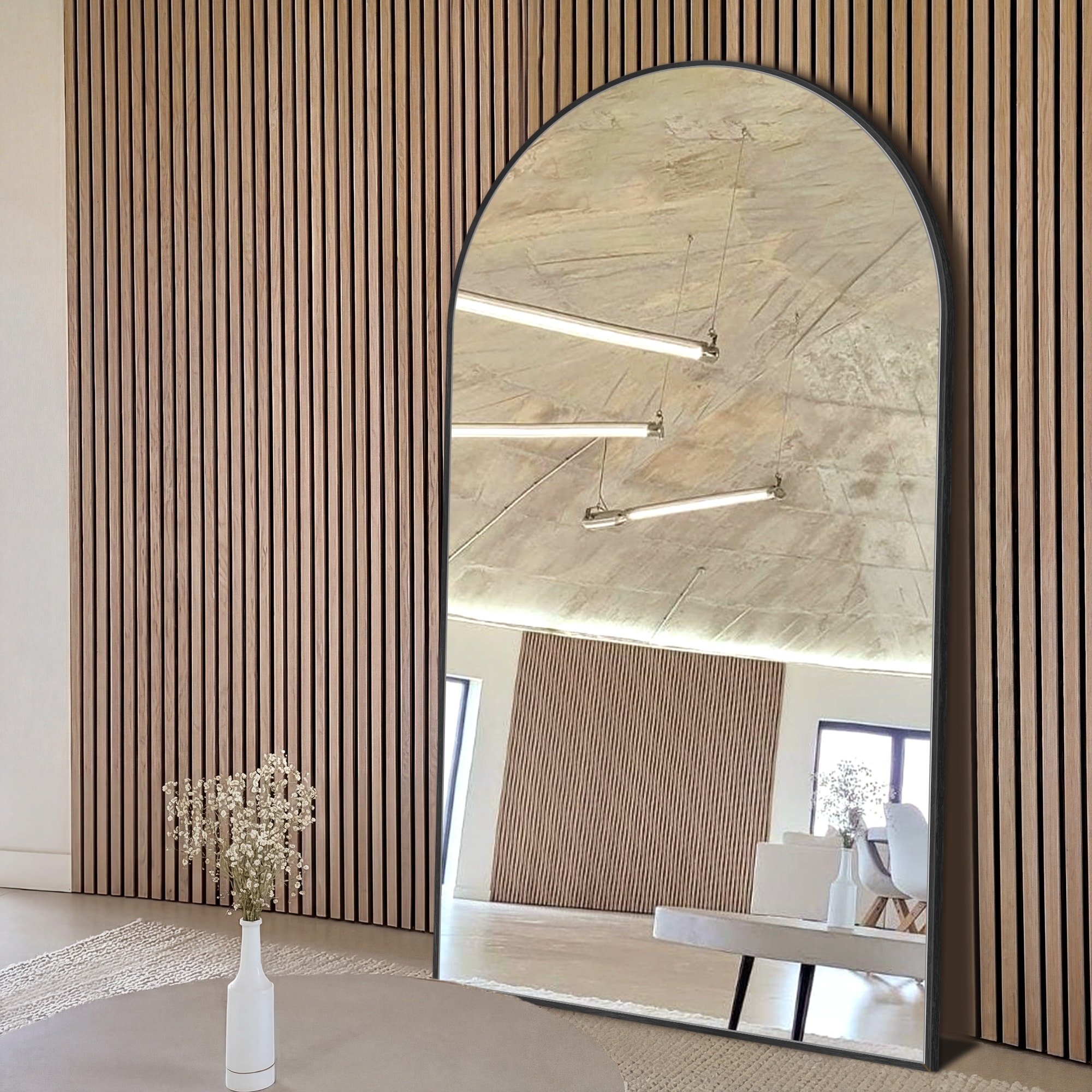 Modern Arched Full Length Aluminum Alloy Floor Mirror Standing Mirror