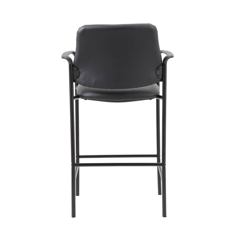 Counter Stool Chair with Black Vinyl Seat & Back, Square Metal Base