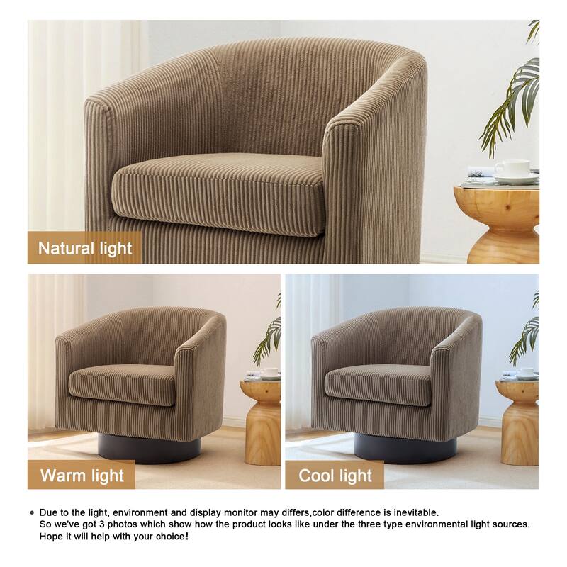 Corduroy Upholstered Swivel Barrel Chair (Set of 2)