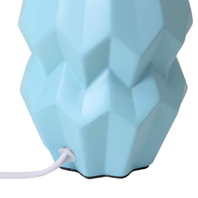 Ceramic Geometric Table Lamp with Fabric Shade for Bedroom - 6 x 6 x 13 in. (L x W x H)