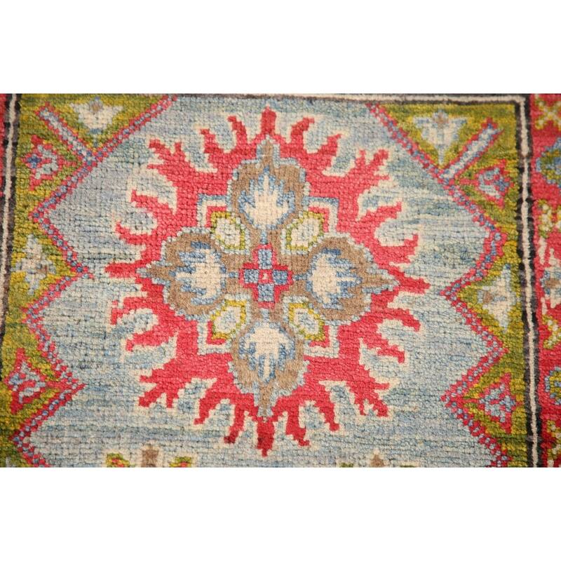 Geometric Kazak Oriental Accent Rug Handmade Wool Carpet - 2'8" x 4'1"