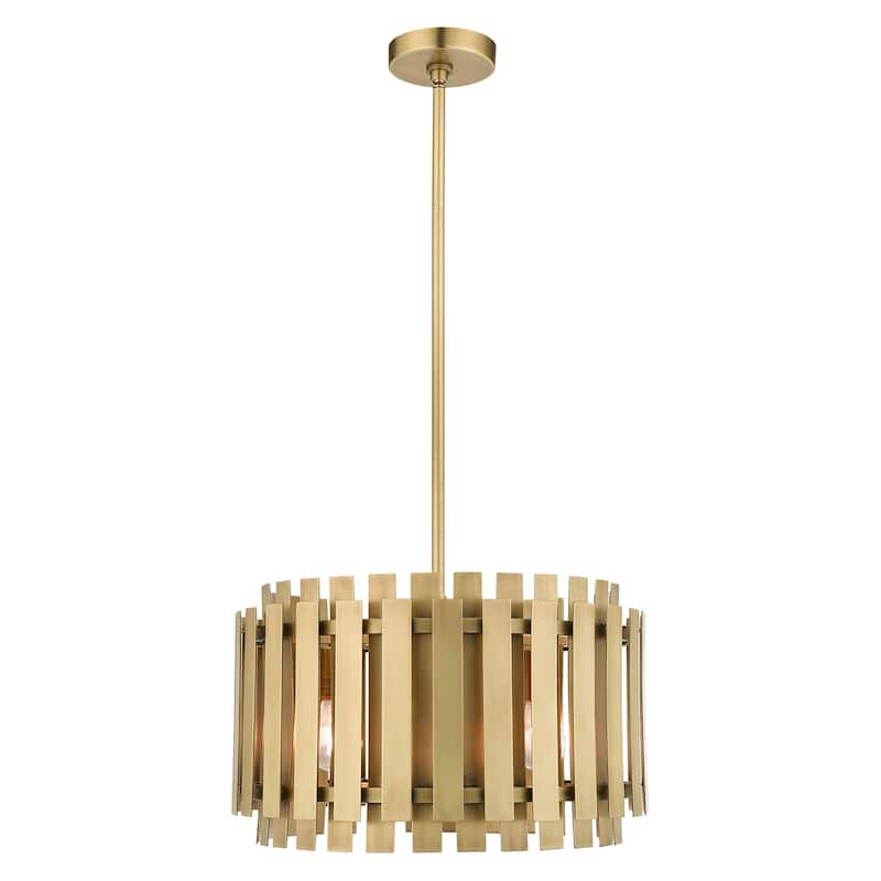 Livex Lighting 5-light Natural Brass Pendant Chandelier, 52048-08 - 18"Dia. x 18.5"-48.5"Adj. H
