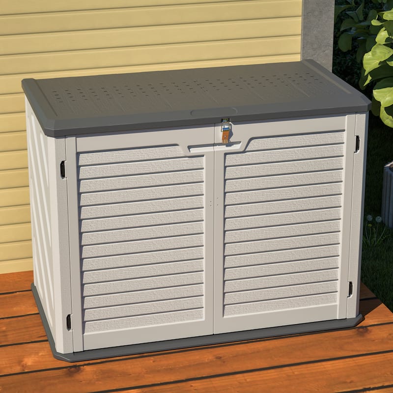 GDFStudio - Hayes Large Horizontal Lockable Outdoor Storage Shed with Removable Shelf