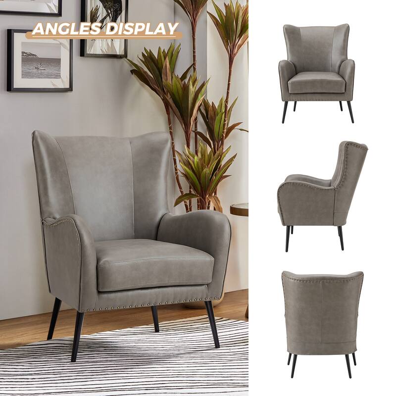 Invidiae Wooden Upholstered Armchair with Metal Legs