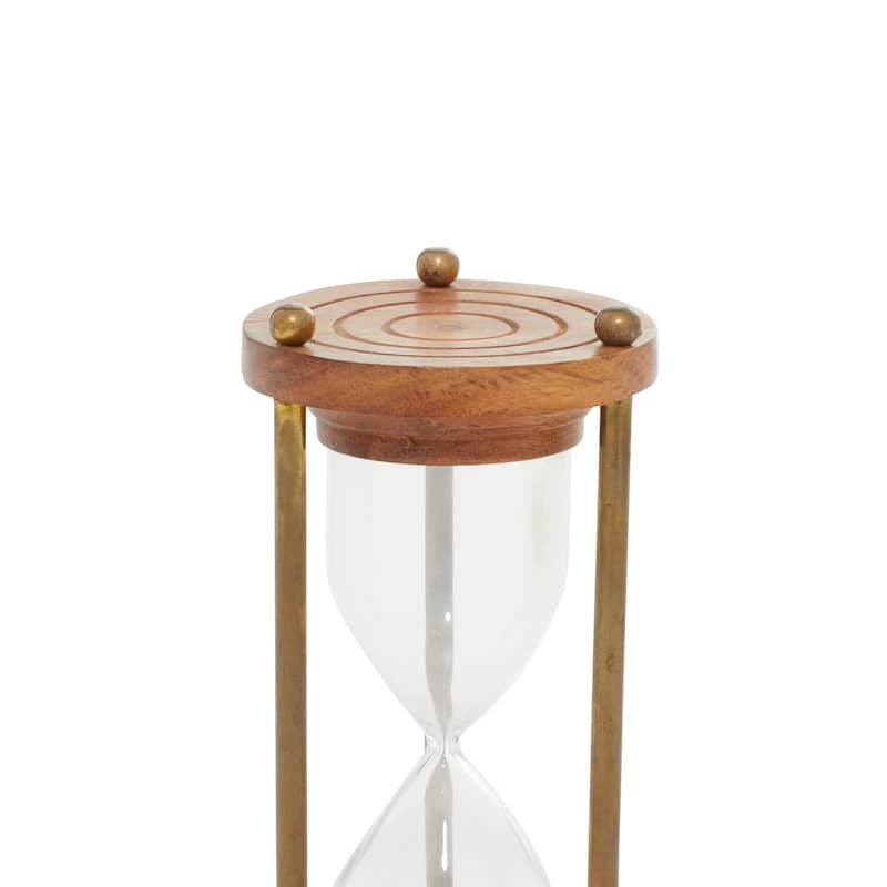 Wood Timer With Brown Wood Base And Brass Finish Rods