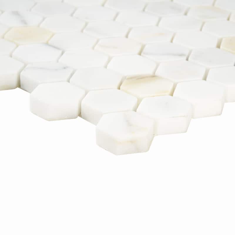 Calacatta Marble 1" x 1" Honeycomb Honed Mosaic Tile