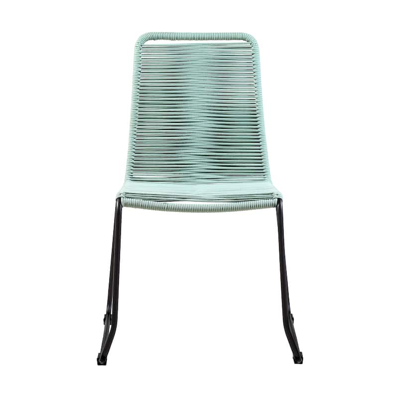 Shasta Metal and Rope Outdoor Patio Stackable Dining Chairs - Set of 2