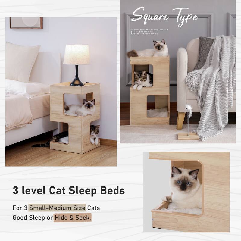 Cat House Cat Bed,Cat Tree with Scratching Pad and Removable Mats