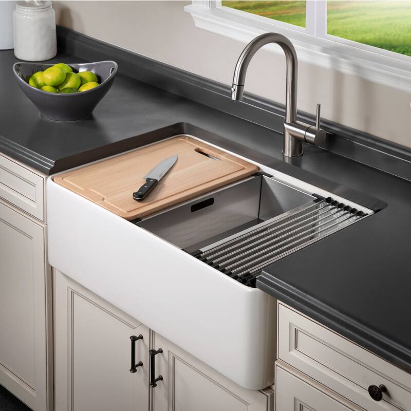 Houzer PTW-3020S Aspire 30" Farmhouse Single Basin Fireclay Kitchen