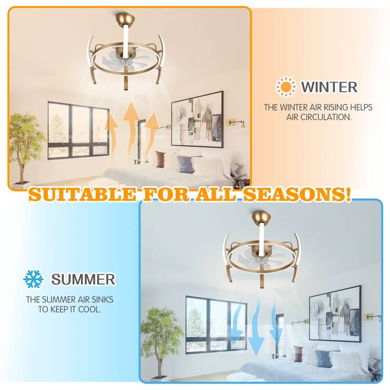 Bella Depot 25" Modern DIY Shape Ceiling Fan with Remote APP Control and Dimmable Light Kit, 6-Speed Reversible Blades