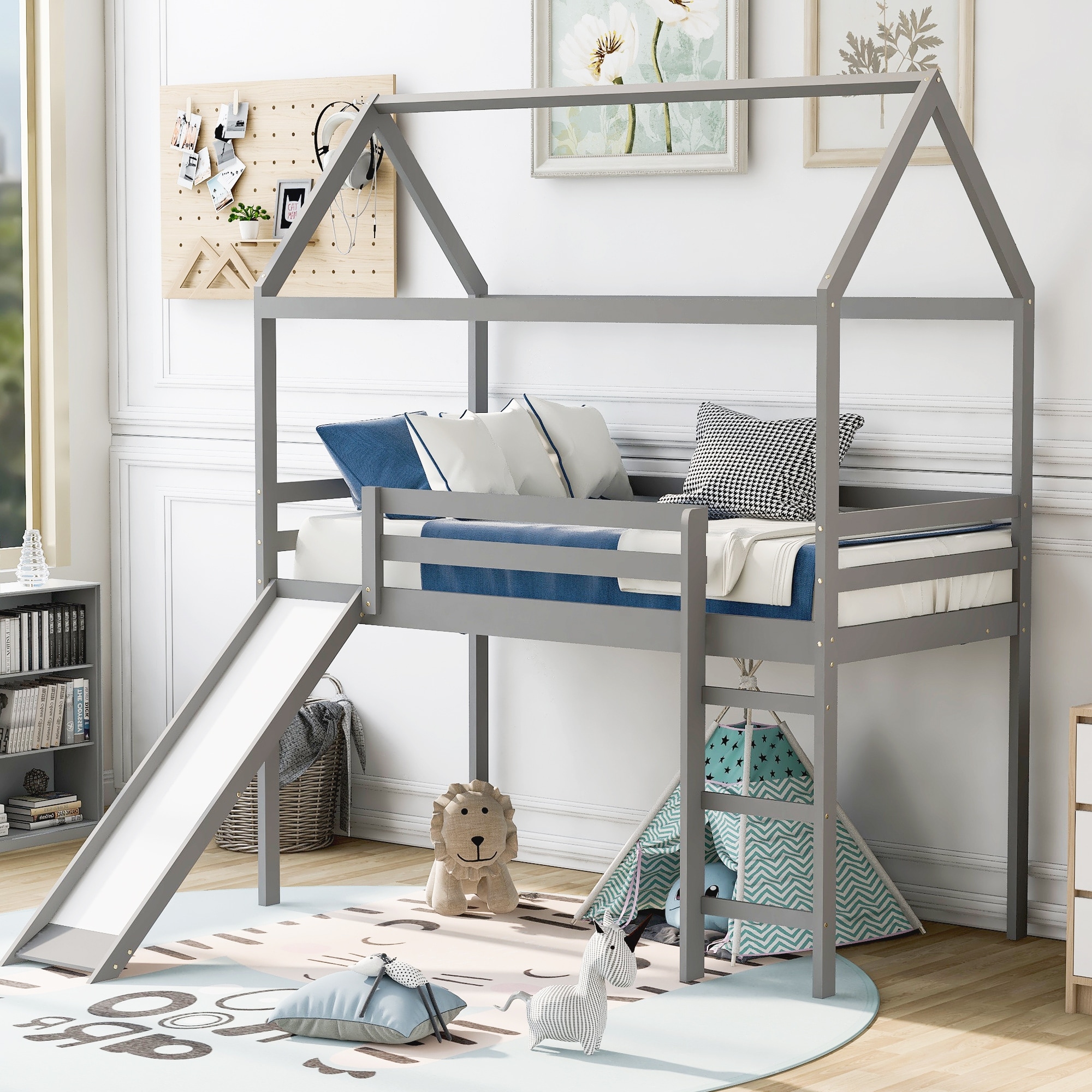 Jr loft bed with slide outlet