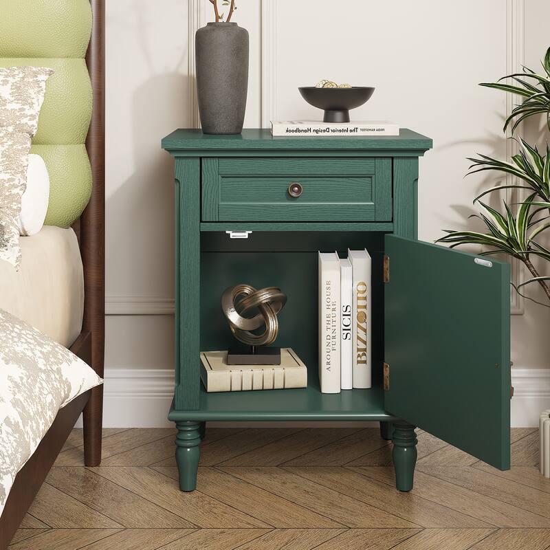 1-Drawer Bedside Table with Storage Function (Set of 2)