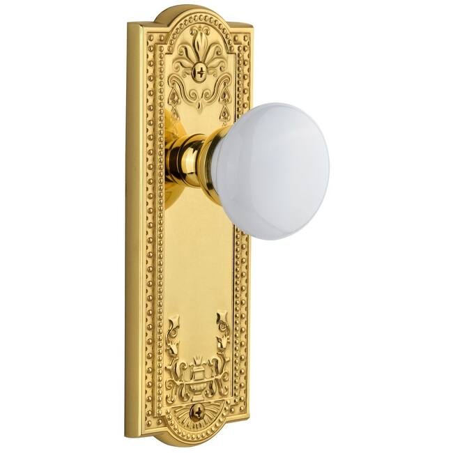 Grandeur Parthenon Solid Brass Rose Single Dummy Door Knob with Hyde - Polished Brass