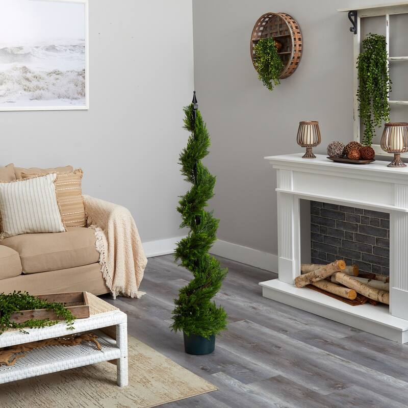 5ft Spiral Christmas Tree - Timeless Holiday Decor - Indoor Green Tree with Pot - 5ft.