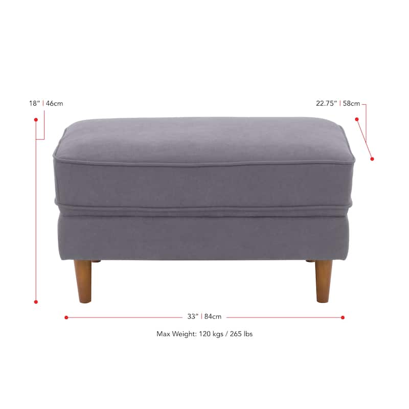 Mulberry Upholstered Mid-Century Modern Ottoman