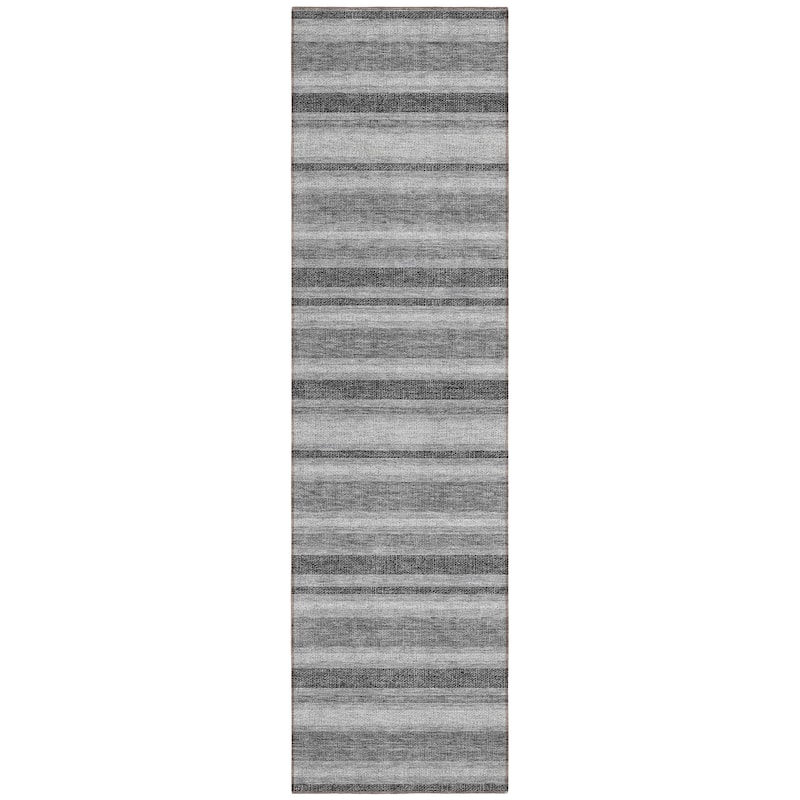 Machine Washable Indoor/ Outdoor Thin Cabana Stripe Chantille Rug