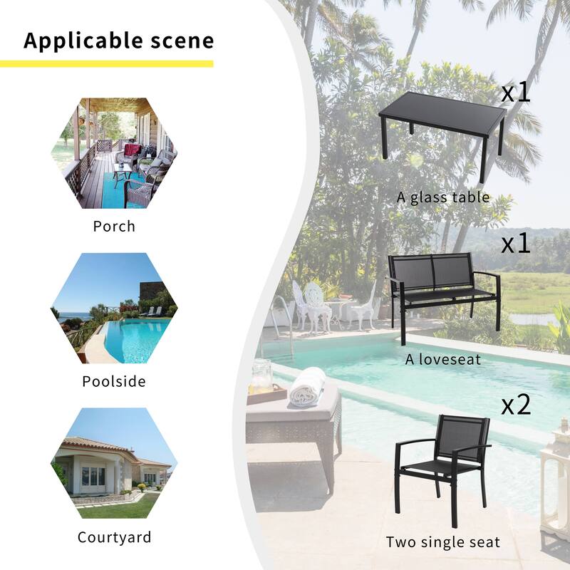 Futzca 4-Piece Outdoor Patio Furniture Set, Textilene Bistro Patio Set
