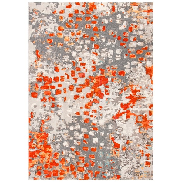 slide 2 of 24, SAFAVIEH Monaco Shiloh Boho Abstract Modern Watercolor Area Rug 10' x 14' - Grey/Orange - Rectangle